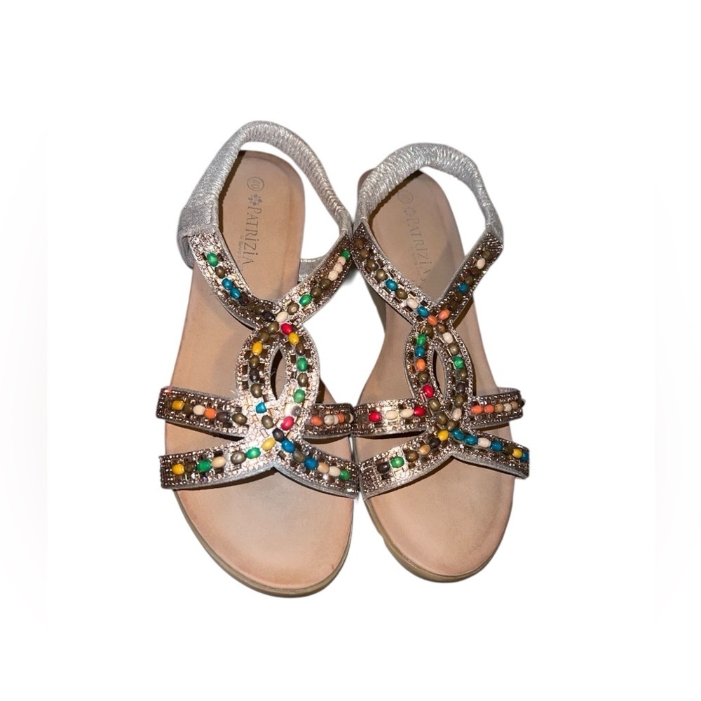 Elegant Multicolor Beaded Wedge Sandals - Picture 10 of 11